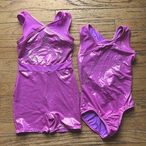 2 NWOT Girls Cat & Jack Gymnastics Leotards